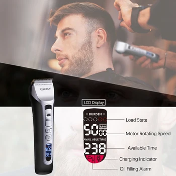 Elektrické Hair Clipper USB Nabíjanie Titán Keramická Čepeľ LCD Displej Zastrihávač Chĺpkov Skladacia Sušič Vlasov vlasový Styling Nástroje