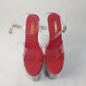 Crystal svadobné topánky, 20 cm podpätky, sexy červené pery sandále, 8in-Izbový fashion party stage sandále
