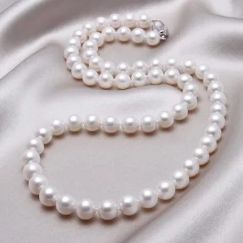 JEMNÉ šperky 8-9mm prírodné perlový náhrdelník kolo originálne veľmi ľahký, 18-palcové