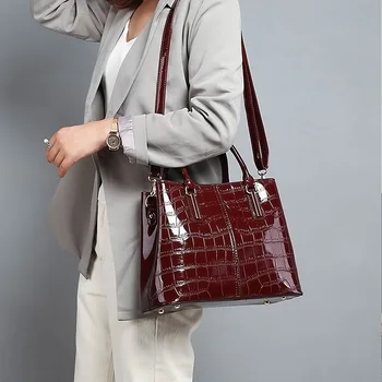 Taška pre ženy 2020 módne nový kameň vzor patent kožené módne retro štýl taška cez rameno, kabelka žena taška Kabelky