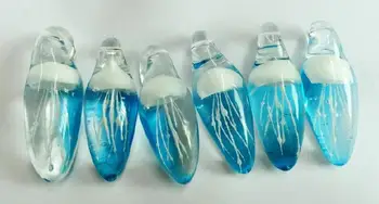 12 KS Umelých Biela Medúza v modrej sklenený prívesok slza