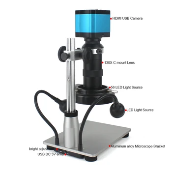 1080P HDMI, USB, Digitálny mikroskop pre elektronické spájkovanie 130X mikroskopom fotoaparát USB LED Prsteň Svetla profesionálnych Nástrojov pre opravy