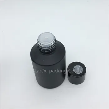 60ml Matte Black Prázdne Sklenené Fľaše s Redukciou pre Esenciálny olej, 60CC tvoria sklenené fľaše so skrutkou na veko 100ks