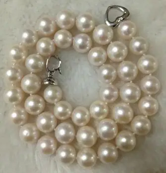 Populárne AAA 9-10 mm prírodné kolo white pearl náhrdelník 18-palcové 36