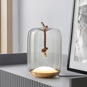 Nordic Brokis Uzol Konopné Lano stolná lampa Tvorivé Loptu klasické lampy, Dekoračné Dizajnér stolná Lampa Spálňa Stojan stolná lampa