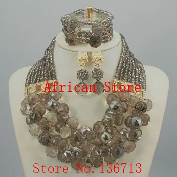 Najnovšie nigérijský svadobné afriky korálky sady šperkov crystal kvetina náhrdelník pre ženy 2016 nové zmiešané farby jemné šperky SD805-8