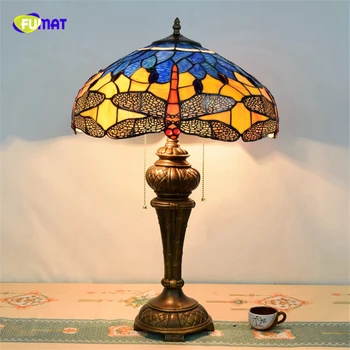 FUMAT Americký Pastoračnej Tiffany vitráže Stolové Lampy pre Obývacej Izby, Jedálne, Spálne, Dekorácia Skla Vták bar Svetlá
