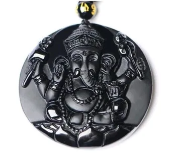 Prírodné obsidian slon boh, Budha značky slon hlavu prívesok pre mužov retro prívesok veľkoobchod