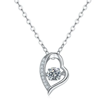 Nový Príchod 925 Silver Navždy Milovať Náhrdelník Moissanite Diamant v tvare Srdca Prívesok Pre Ženy Priateľka Valentína Darček