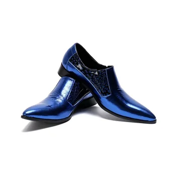 Nové Modré Oxford Topánky Talianskej Svetlej Pokožky Business Bežné Mužov, Kožené Formálne Šaty Bytov Dizajnér Moccasins Mokasíny Topánky 38-46
