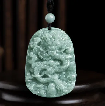 Prírodné Myanmar Triedy Jade Ručne Vyrezávané Dragon Prívesok Náhrdelník Mužov A Žien Prívesok Jade Šperky Amulet