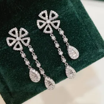 Aazuo Reálne 18K Biele Zlato Reálne Diamonds1.0ct Víla Luxusné Kvetinové Stud Náušnice Nadaný Pre Ženy Rozšírené Svadobné Party Au750