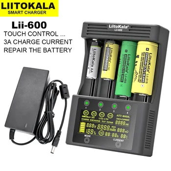 LiitoKala Lii-600 Li-ion 3,7 V a NiMH 1.2 V, batérie, LCD, batéria, nabíjačka pre 18650 26650 21700 26700 18350 AA AAA