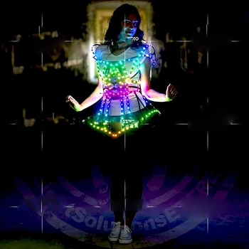 LED Šaty Bar business výkon svetelný šaty Technológie gogo blikajúce svetlá DS zobraziť tému party kostým