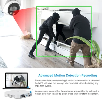 DAHUA 4MP HD POE Network Video Bezpečnostný Systém, H. 265+ 4CH Audio Nahrávky NVR 1HDD IP67 Farebná CCTV Monitoring Videcam Auta