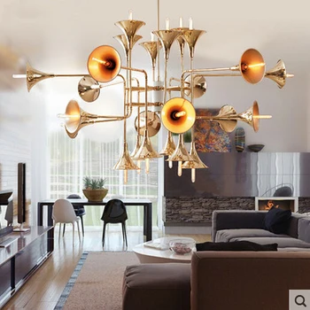 Moderné závesné lampy Nordic Villa Inžinierstva Delightfull dizajn lampy prívesok osvetlenie Horn Hudobné Nástroje Prívesok Svetlo