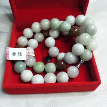 Zheru Šperky Čisto Prírodné Jadeite Perličiek Náhrdelník Troch farieb 13.5 mm Jade Perličiek Reťazca Poslať na úrovni Národnej Inšpekčný Certifikát