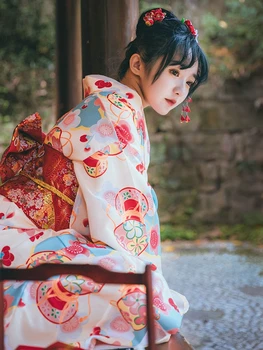 2022 ženy kimono šaty japonský štýl haori kvetina tlače sakura yukata vintage japonsko strán výkon samuraja, cosplay kostýmy