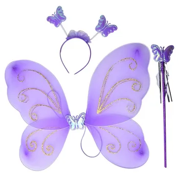 Večierok Pre Deti Motýlie Korunu a Žezlo Fialová Farba 50 cm