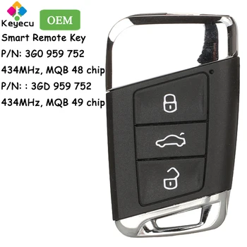 KEYECU OEM Keyless Go Smart Remote Auto Kľúč S 3 Tlačidlami 434MHz pre Volkswagen Magotan Vynikajúci A7 Passat B8 2016 2017 2018