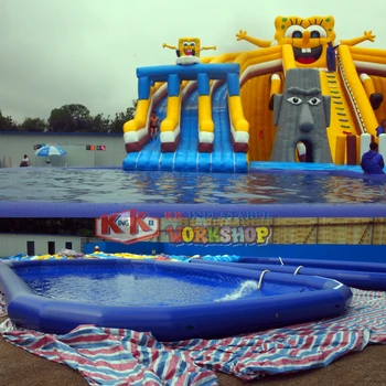 Slon Tému nafukovacie zábavný vodný park, PVC veľké nafukovacie šmykľavka s bazénmi