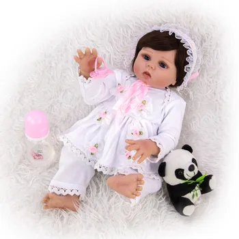 48 CM bebe reborn batoľa dievča bábiku v biele šaty celého tela, mäkké silikónové vinyl realistické novorodenca Vaňa hračka nepremokavé