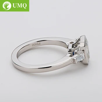 UMQ Skutočný 2 Carat D Farba Emerald Rez Moissanote Prstene Pre Ženy 925 Sterling Silver Šumivé Svadobné Party Jemné Šperky