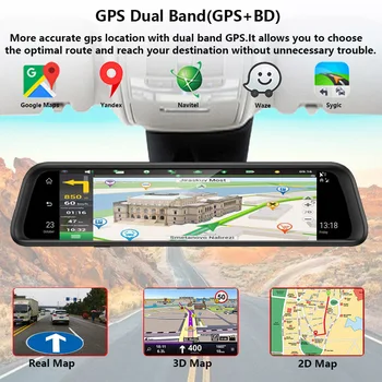 4G Spätné Zrkadlo 12 Palcový Android 8.1 Auto 4GB+32 GB, Duálny Objektív ADAS Dash Cam Fotoaparáty GPS Navigátor, WIFI Auto videorekordér DVR