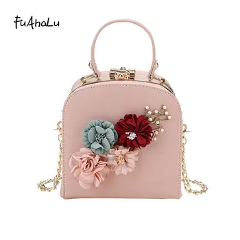 FuAhaLu Sweet lady kvety klapka package nové jednoduché kabelka kórejský módne ramenný Messenger taška